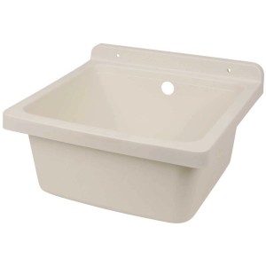 Lavatoio in plastica bianca, 23x40x39 cm, per cantina, lavanderia o garage.