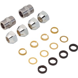 Kit de raccord à compression, Ø 10 mm, droit, 2 pièces, laiton avec joints et rondelles.