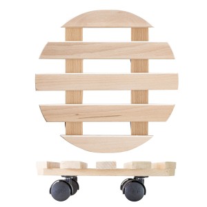 Wagner Paletti GH 0318 sottovaso con rotelle in legno, Ø 30 cm, con ruote per un facile trasporto.