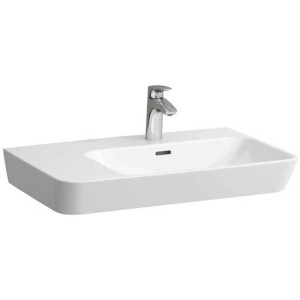 Lavabo Laufen Moderna R, 70x46,5 cm, avec trou de robinet et plage de dépose à gauche.