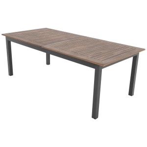 Tavolo allungabile Doppler Expert Plus, marrone-antracite, 150/210x90 cm. Tavolo da giardino con effetto legno e telaio in alluminio.