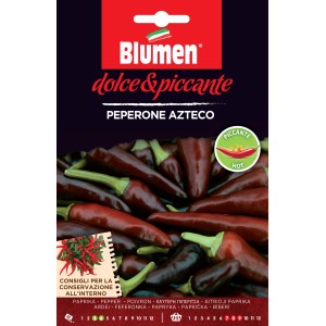 Sachet de graines Peperoni Azteco : Piments chili rouge foncé allongés.