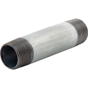 Tubo filettato in ghisa malleabile zincata, 26,4 mm (Rp 3/4) x 100 mm, per installazione idraulica.