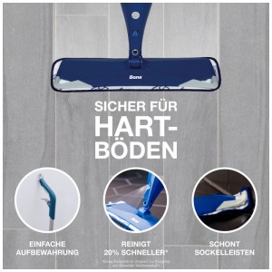 Bona Premium Spray Mop per pavimenti duri, blu, con panno di pulizia e cartuccia.