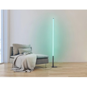 Lampadaire LED noire moderne Picacha, hauteur 150 cm, avec changement de couleur RGB pour un éclairage d'ambiance.