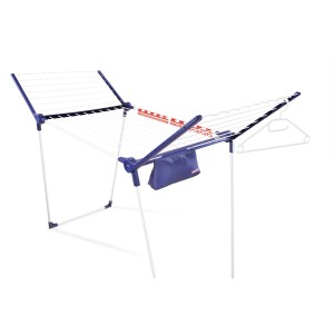 Stendibiancheria Leifheit Pegasus 200 Solid Comfort, blu e bianco, con accessori.