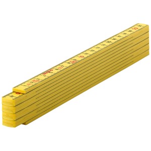 Mètre pliant jaune en plastique Sola HK 2/10, plié. Outil de mesure pour des mesures précises.