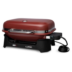 Weber Lumin barbecue elettrico rosso, 2.2 kW, ideale per balconi e terrazzi.
