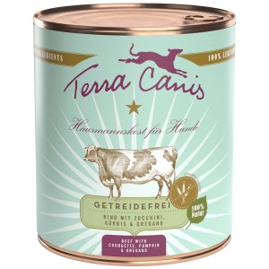 Terra Canis alimento umido per cani manzo senza cereali, lattina da 800g.