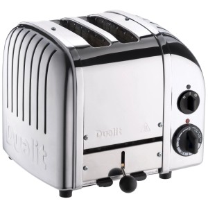Dualit Tostapane Classic, doppio scomparto, metallo lucido, con comandi e leva di espulsione.