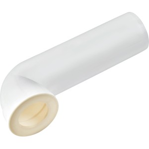 Raccord WC coudé blanc, 90 degrés, Ø 40 mm x 110 mm, pour connecter WC et tuyau d'évacuation.