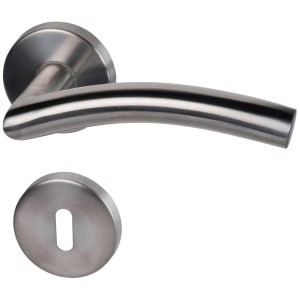 Set rosetta Mauritius BB, acciaio inox satinato, ferramenta per porte interne.