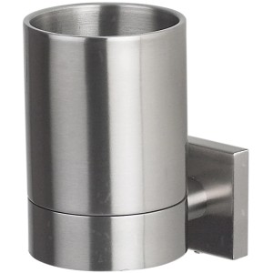 Spirella Zahnputzbecher Nyo Steel Brushed aus gebürstetem Edelstahl zur Wandmontage.