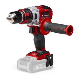 Trapano avvitatore a percussione a batteria Einhell TP-CD 18 Li-i BL Solo con impugnatura supplementare, senza batteria.