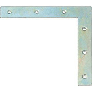 Squadretta angolare piatta zincata 120x120x18 mm per giunzioni leggere in legno.