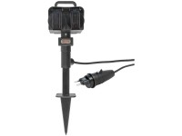 Steffen Steckdosen-Pfahl 4 x T13 Schwarz mit Erdspiess Kabellänge 3 m