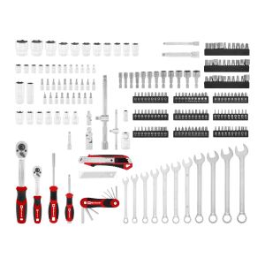 Einhell Coffret d'outils Mécanique, set d'outils de 233 pièces avec cliquets, clés, embouts et accessoires.