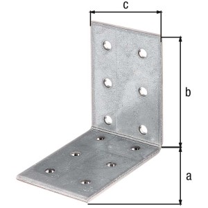 Équerre à trous en acier galvanisé 60x40x60 mm, pour assemblage bois, avec trous pour vis.