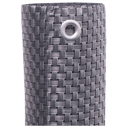 Videx Balkonbespannung Rattan-Kunststoffgeflecht Silber/Anthrazit 90 x 300 cm