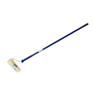 Rouleau de façade LUX 25 cm avec manche télescopique bleu, idéal pour les plafonds et les murs hauts.