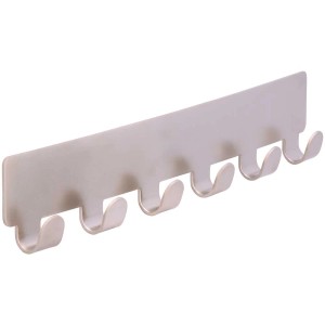 Siro Hakenleiste selbstklebend, Nickel matt, mit 6 Haken. Garderobenleiste für Bad und Küche.