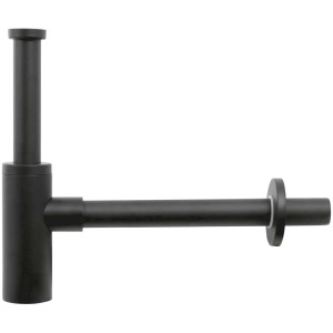 Siphon design AquaSu, noir mat, pour lavabos. Comprend un siphon anti-odeur et une ouverture de nettoyage.