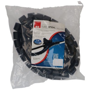 Max Hauri Cable Management Box nero: Tubo a spirale per raggruppare i cavi in sacchetto trasparente.