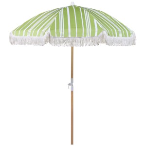 Beliani Sonnenschirm Mondello, grün/weiß gestreift, Ø 150 cm mit Fransen.