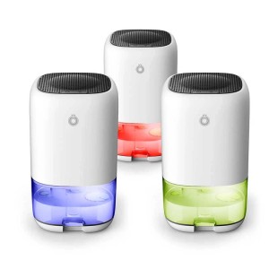 Déshumidificateur Sonnenkönig Secco Piccolo 2 blanc et gris avec éclairage LED coloré.