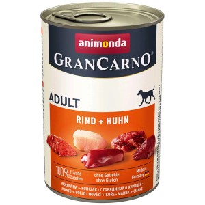 Gran Carno Hunde-Nassfutter Rind & Huhn, 6x400g Dose. Alleinfutter für adulte Hunde.