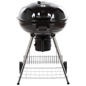 Barbecue à charbon noir Beliani Marapi en acier avec thermomètre et roulettes.