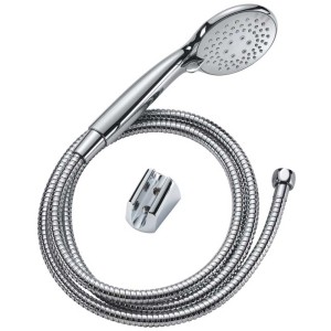 Ensemble de douche chromé Diaqua Menorca avec douchette, flexible et support mural.