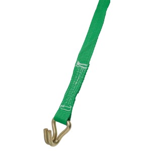 Sangle d'arrimage verte LUX avec crochets à double pointe, largeur 35 mm et longueur 6 m.