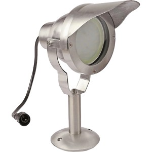 Faretto da giardino a LED Easy Connect Optimum MR30 in alluminio spazzolato per illuminazione esterna.