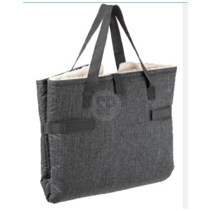 Tappetino pieghevole per animali domestici in poliestere grigio, 60x80cm, con manici. Ideale come cuccia per gatti o cani.