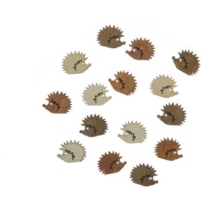 Videx Decorazioni da spargere a forma di riccio, 15 figure in legno in 3 colori per decorare la tavola e bricolage.