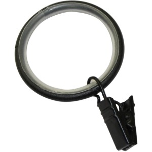 Anello per tenda Gardinia Industrial Home, nero, con inserto scorrevole e clip, set da 10.