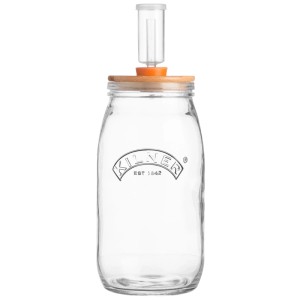Set fermentazione Kilner, contenitore in vetro da 3 l con valvola e pesi per la conservazione degli alimenti.