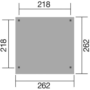 Vista dall'alto del gazebo da giardino Weka Rimini Gr.1, tetto piatto, dimensioni 262x262 cm, parete laterale 218cm