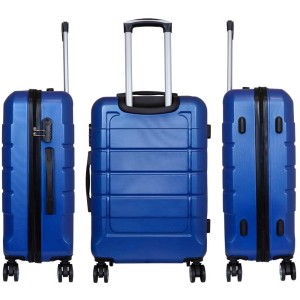 3-teiliges Rollkoffer-Set Como aus blauem ABS-Material mit Teleskopgriff und Rollen.