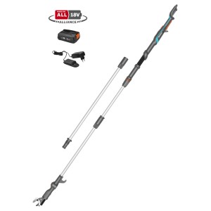 Potatore telescopico a batteria Gardena HighCut 360/18V con batteria e caricabatterie.