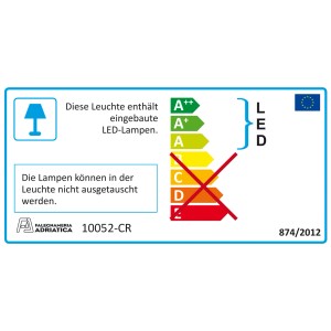 Étiquette énergétique pour armoire de toilette Falegnameria avec lampes LED intégrées non remplaçables, efficacité énergétique A++ à E.