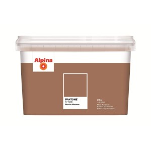 Peinture intérieure Alpina Pantone Mocha Mousse 2,5 l, marron. Pot de peinture murale mate.