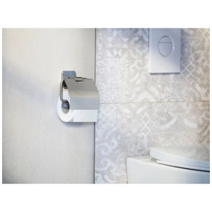Wenko Porta rotolo WC Porto Turbo-Loc, acciaio inox argento opaco con coperchio.