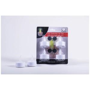 LED-Teelichter 4er-Set mit Batterien und Timerfunktion für stimmungsvolle Beleuchtung.