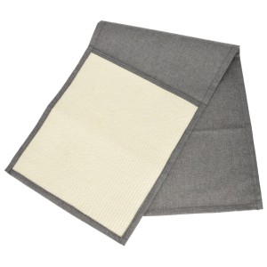 Tapis griffoir pour chat en sisal beige, 130x45cm, pour l'entretien des griffes et la protection des meubles.