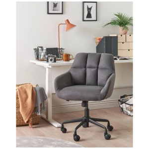 Sedia da ufficio grigia Beliani Palmdale in poliestere, regolabile in altezza e girevole, per forniture ufficio.