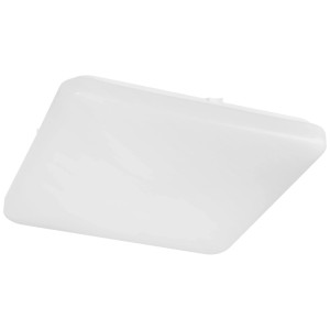 Plafonnier LED Eglo Pogliola blanc, carré, 43x43 cm, acier et plastique avec fonction CCT.