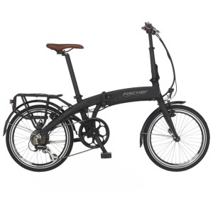 Fischer Faltrad FR18, 20 Zoll, matt schwarz, Modell 2022. Kompaktes City-Rad mit Gepäckträger.