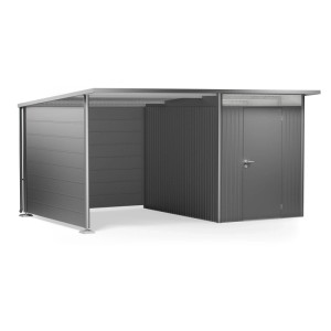 Pannello laterale Biohort per tetto laterale AvantGarde A3/A7 in grigio quarzo metallizzato per protezione dal vento.